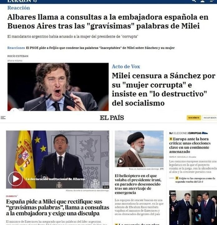 Спор вокруг заявлений президента Хавьера Милеи в Испании